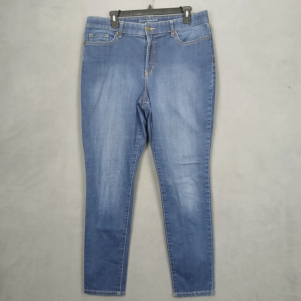 Gloria Vanderbilt Slimming Effect Jeans Womens 14 Blue Denim Stretch Slim Fit